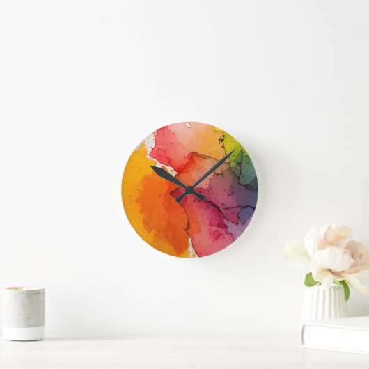 Abstract Color Splash Wall Clock ラウンド壁時計 (ホーム)