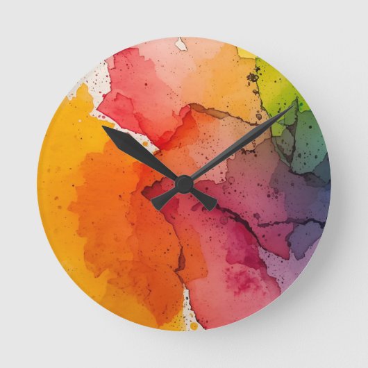 Abstract Color Splash Wall Clock ラウンド壁時計 (正面)