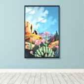 Abstract Colorado Mountains Desert Cactus キャンバスプリント (インサイチュ (ウッドフロア))