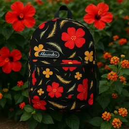 Abstract Colored Floral Modern Artistic Flower  プリントバックパック