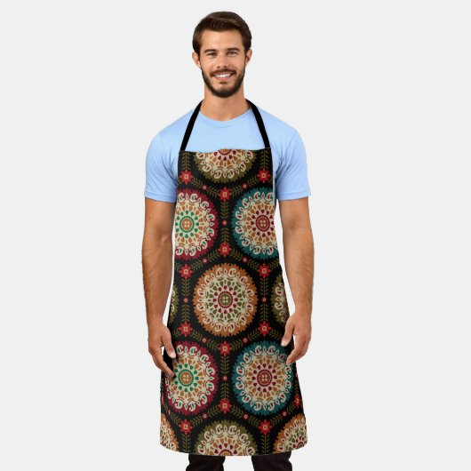 abstract colorful circle bunch pattern backgrounda エプロン (着用した状態)