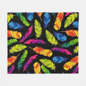 Abstract colorful feather explosion フリースブランケット (正面(横))