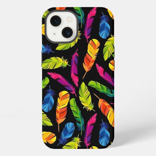 Abstract colorful feather explosion iPhoneケース (裏面)