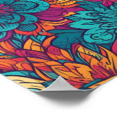 Abstract colorful flowers poster ポスター (角)