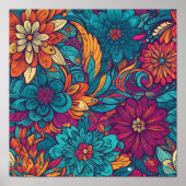Abstract colorful flowers poster ポスター (正面)