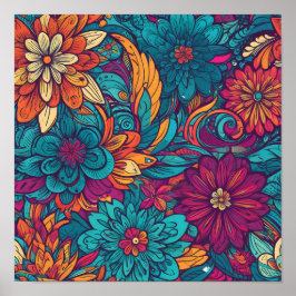 Abstract colorful flowers poster ポスター