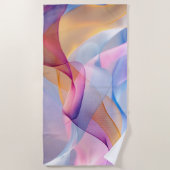 Abstract Colorful Flowing Ribbons ビーチタオル (正面)