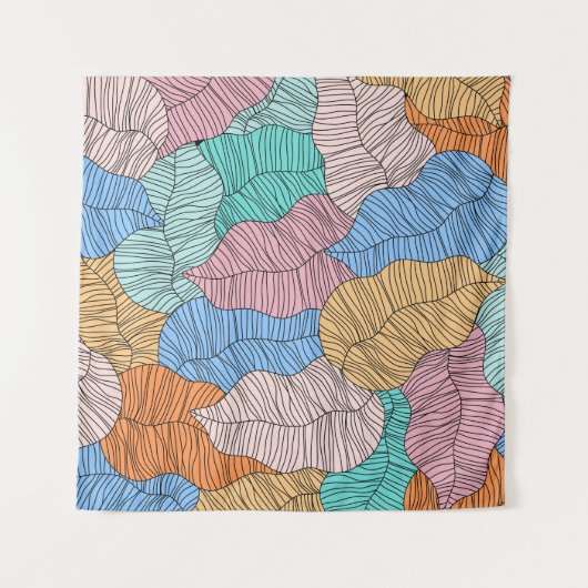 Abstract colorful leaf painting design background タペストリー (正面)