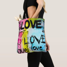 Abstract Colorful Modern Graffiti Love トートバッグ