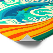Abstract Colorful Retro 70s Hippie Waves Artwork | ポスター (角)