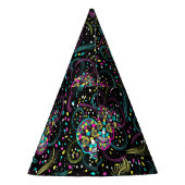 Abstract Colorful Spooky Skulls Halloween パーティーハット (裏面)
