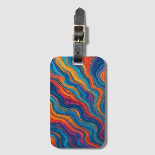 Abstract Colorful Waves Texture ラゲッジタグ (正面縦)