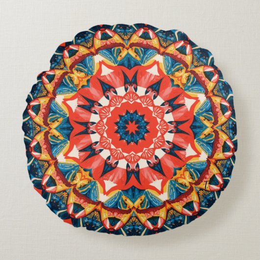 Abstract Colour Combination Throw Pillow ラウンドクッション (正面)