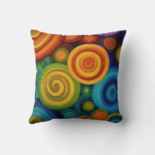 Abstract concentric circles in vibrant multicolor  クッション (裏面)