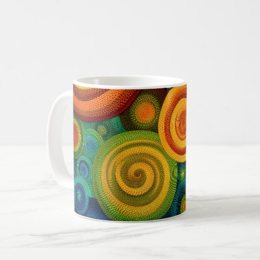 Abstract concentric circles in vibrant multicolor  コーヒーマグカップ (正面左)