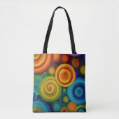 Abstract concentric circles in vibrant multicolor  トートバッグ (正面)