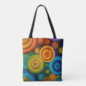 Abstract concentric circles in vibrant multicolor  トートバッグ (裏面)