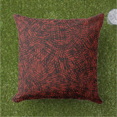 Abstract Contemporary Black Crosshatch On Red Rust アウトドアクッション (芝生)