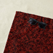 Abstract Contemporary Black Crosshatch On Red Rust ビーチタオル (インサイチュ)