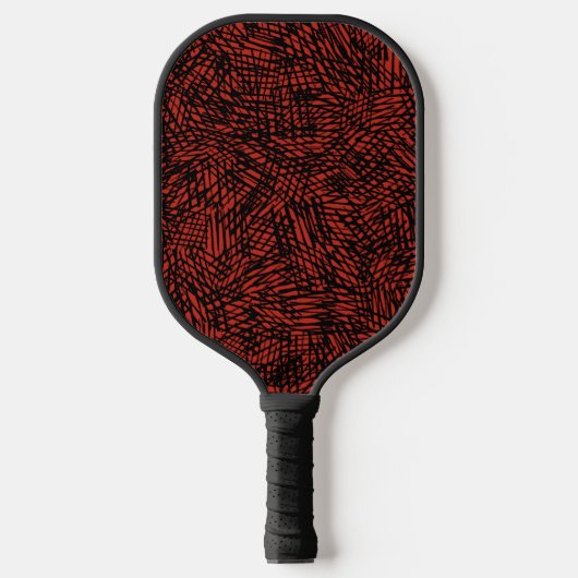 Abstract Contemporary Black Crosshatch On Red Rust ピックルボールラケット (正面)
