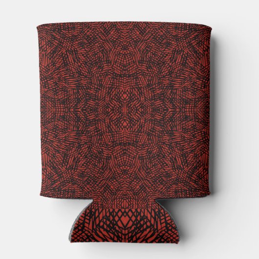 Abstract Contemporary Black Crosshatch On Red Rust 缶クーラー (裏面)