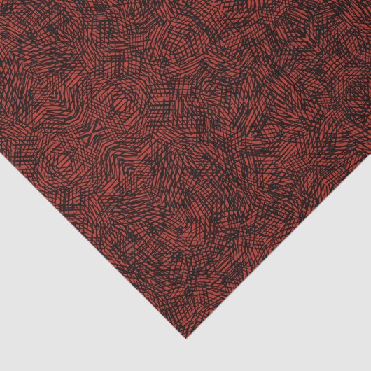 Abstract Contemporary Black Crosshatch On Red Rust 薄葉紙 (詳細)