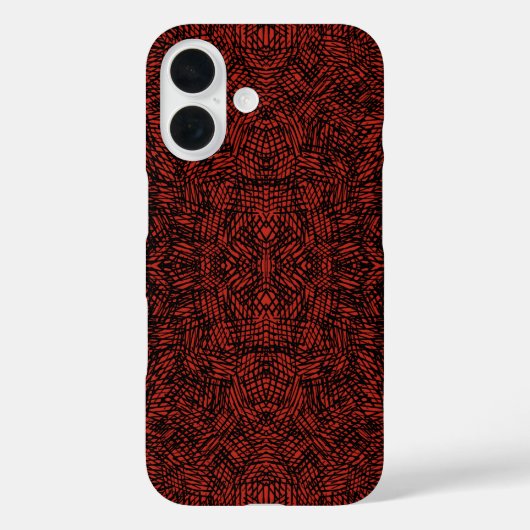 Abstract Contemporary Black Crosshatch On Red Rust Case-Mate iPhoneケース (裏面)