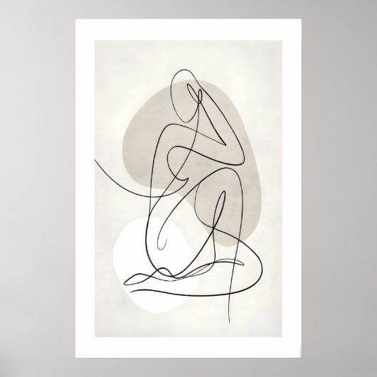 Abstract Contour Figure Poster - Neutral Gray and ポスター (正面)