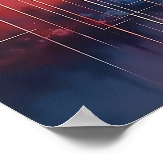 Abstract Coral and Blue Geometric Art  ポスター (角)