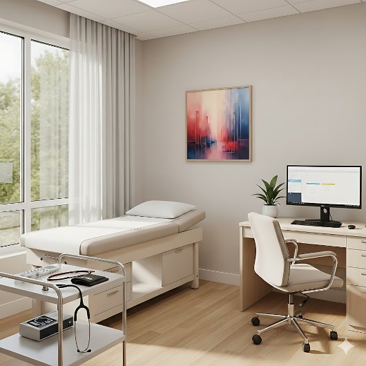 Abstract Coral and Blue Geometric Art  ポスター