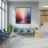 Abstract Coral and Blue Geometric Art  ポスター