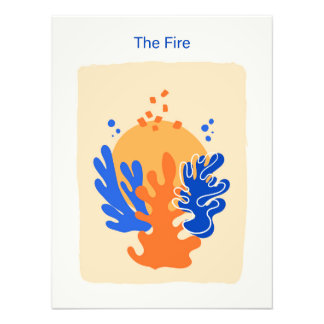 Abstract coral and sun in the style of Matisse フォトプリント