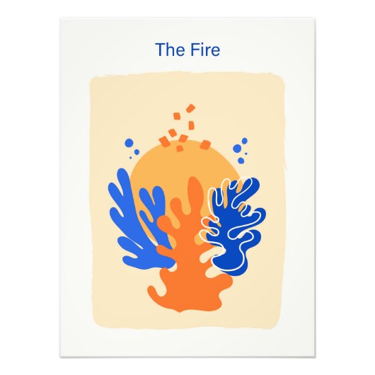 Abstract coral and sun in the style of Matisse フォトプリント (正面)
