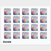 Abstract cosmic floral explosion in pastel スクエアシール (シート)