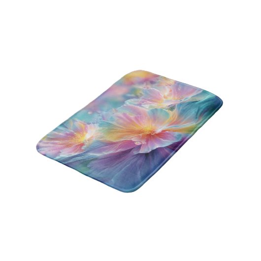 Abstract cosmic floral explosion in pastel バスマット (アングル)