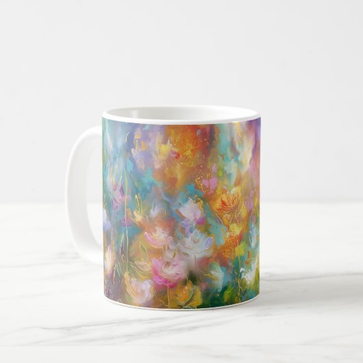 Abstract cosmic floral explosion in pastel colors コーヒーマグカップ (正面左)