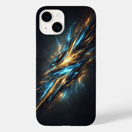 Abstract Cosmic Lightning Bolt - Electric Blue and Case-Mate iPhoneケース (裏面)