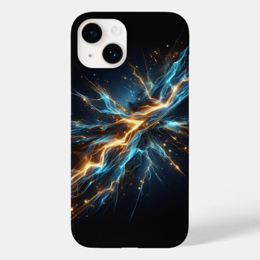 Abstract Cosmic Lightning Bolt - Electric Blue and Case-Mate iPhoneケース (裏面)