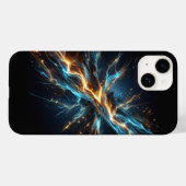 Abstract Cosmic Lightning Bolt - Electric Blue and Case-Mate iPhoneケース (裏面 (横))