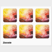 Abstract Cosmic Universe Painting Fiery Colors スクエアシール (シート)