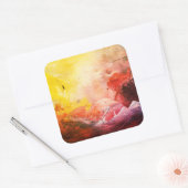 Abstract Cosmic Universe Painting Fiery Colors スクエアシール (封筒)