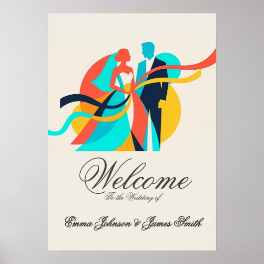 Abstract Cream Wedding Poster  ポスター (正面)