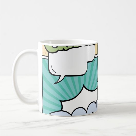 Abstract creative concept comic pop art style blan コーヒーマグカップ (左)