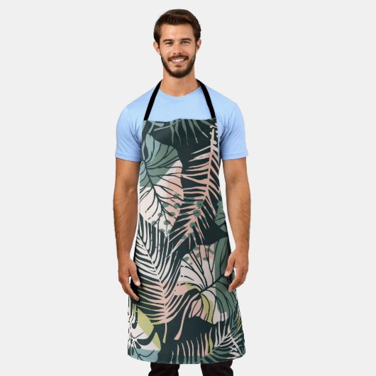 Abstract creative seamless pattern with tropical p エプロン (着用した状態)