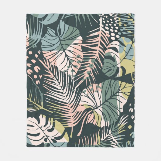 Abstract creative seamless pattern with tropical p フリースブランケット (正面)