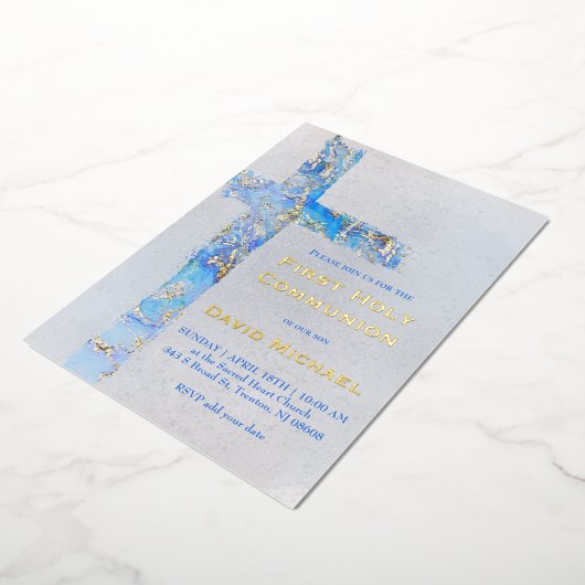 abstract cross First Holy Communion 箔招待状 (回転した状態)