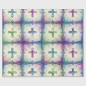 Abstract Cross pattern pretty watercolor faith ラッピングペーパー (フラット)