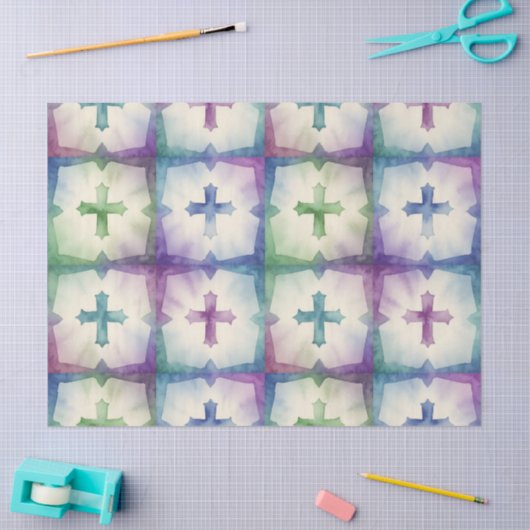 Abstract Cross pattern pretty watercolor faith  薄葉紙 (クラフト)