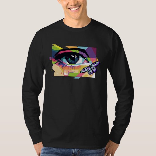 Abstract Crying Eye Purple Butterfly Soft Girl Aes Tシャツ (正面)