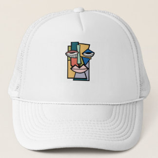 Abstract Cubist Face Art Trucker Hat - Modern Geom キャップ